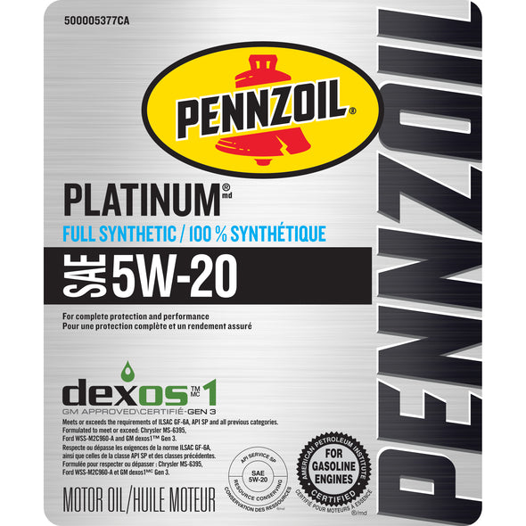 Pennzoil Platinum Full Synthetic 5W-20 - BULK