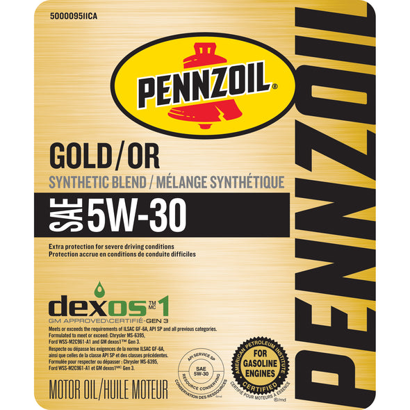 Pennzoil Gold Dexos Synthetic Blend 5W-30 - BULK