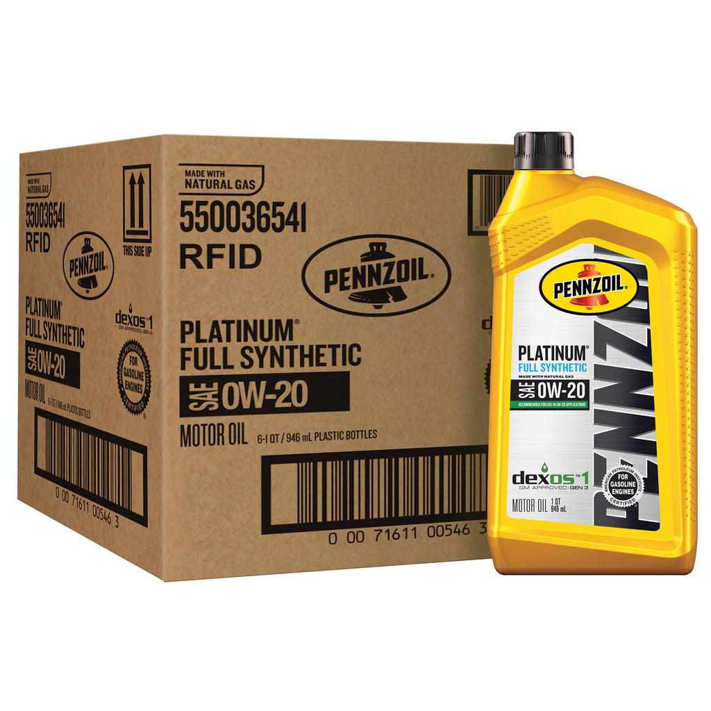 Pennzoil Platinum Full Synthetic 0W-20 - 6/1QT – Major Brands Oil