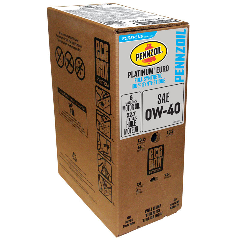 Pennzoil Platinum Euro Full Synthetic 0W-40 - 24QT Ecobox